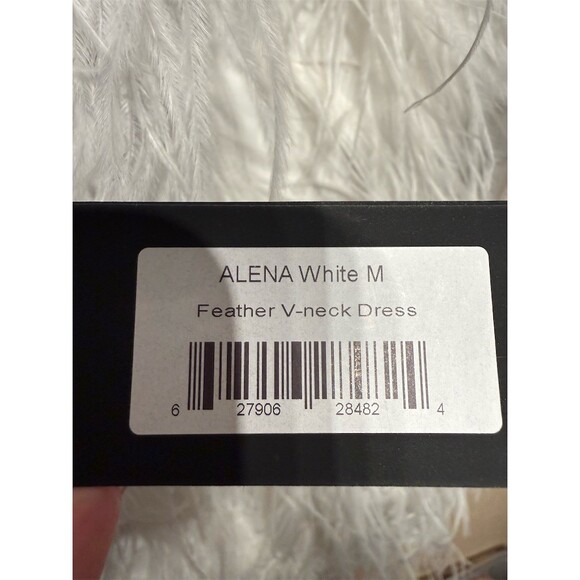 LAMARQUE Alena Mini Dress Womens Size M White V-Neck Sleeveless Feather - Picture 6 of 12